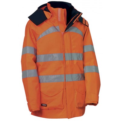Parka alta visibilità esterno antipioggia realizzato con membrana GORE-TEX - DEVON COFRA